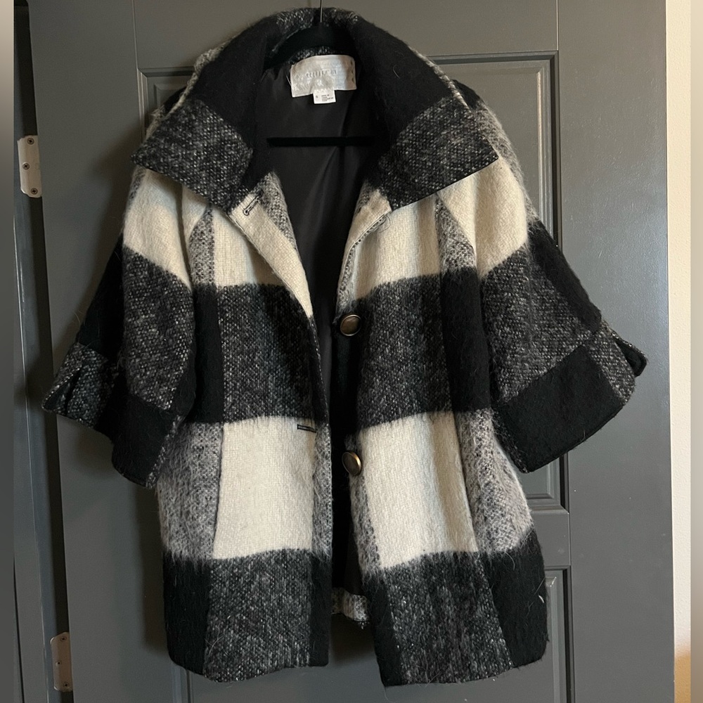 Plaid Black and White Women's Coat